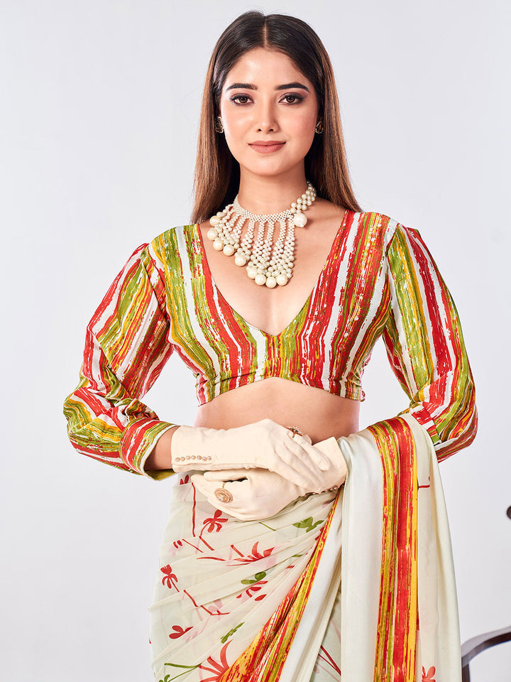 Floral Printed Georgette Saree
