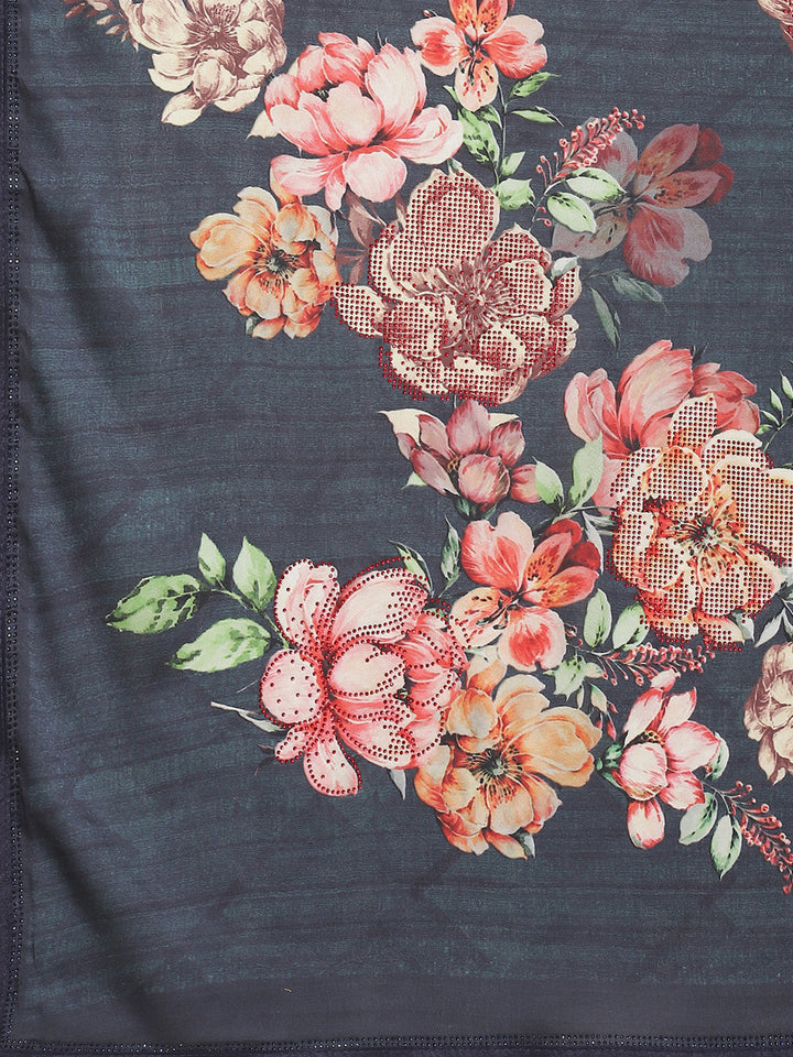 Abstract Digital Printed Satin Saree