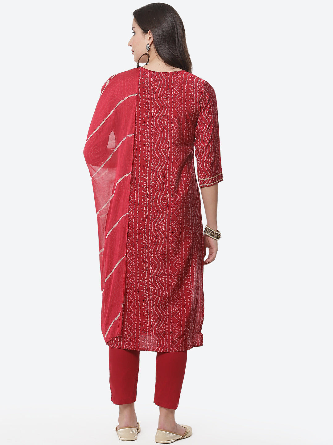 Cotton Muslin Printed Kurti With Pant And Dupatta