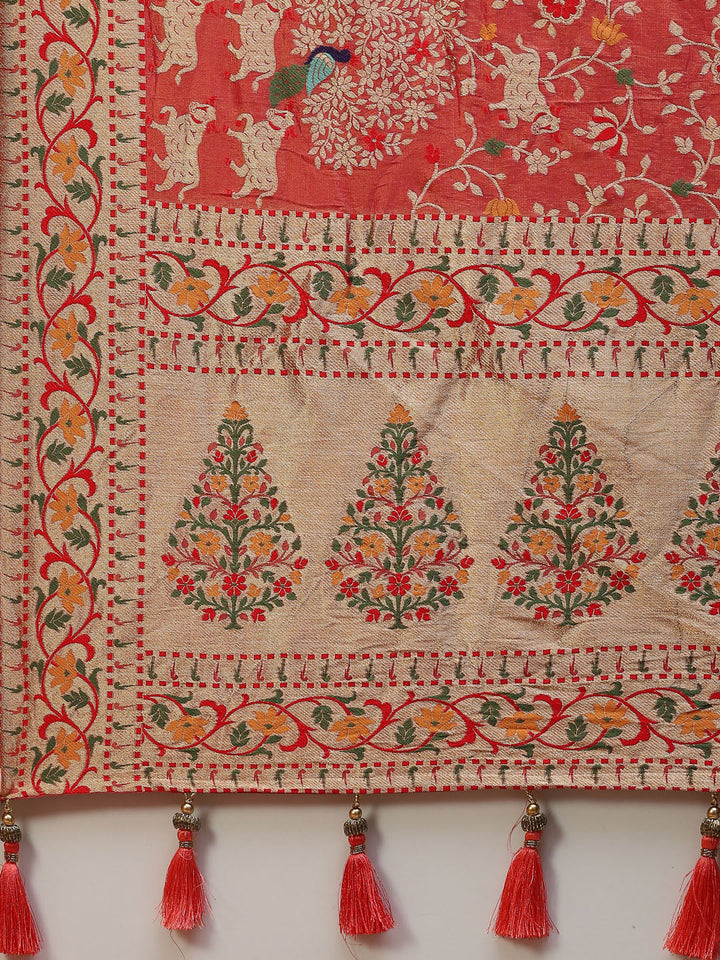 Brocade Zari Jaal Handloom Woven Saree