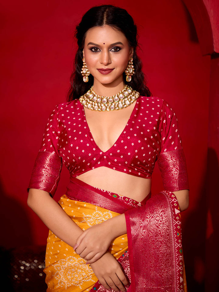 Bandhani Printed Art Silk Saree