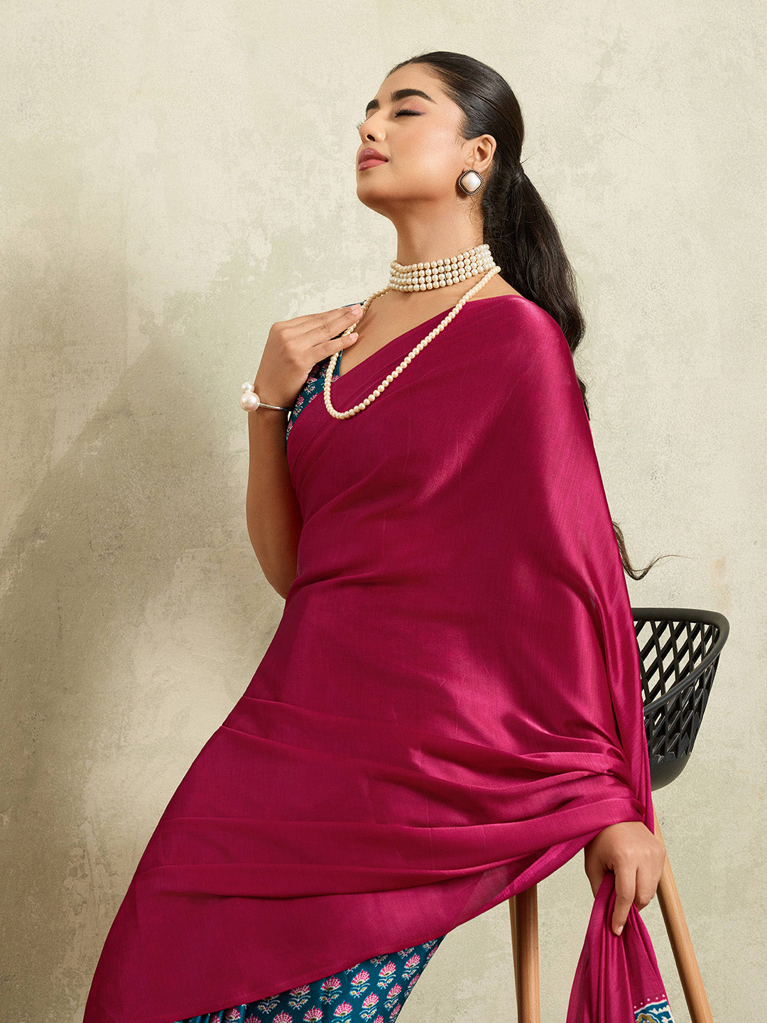 Printed Satin Saree