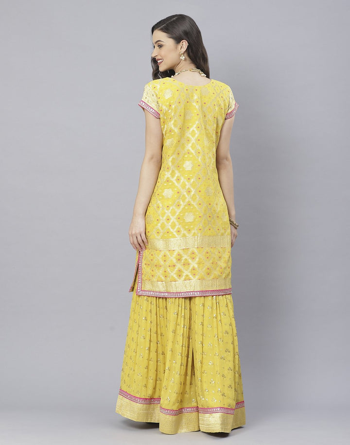 Mustard Georgette Salwar Kameez Stitched Suit