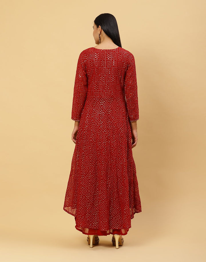 Sequence Embroidered Art Georgette Salwar Kameez Stitched Suit With Georgette Dupatta