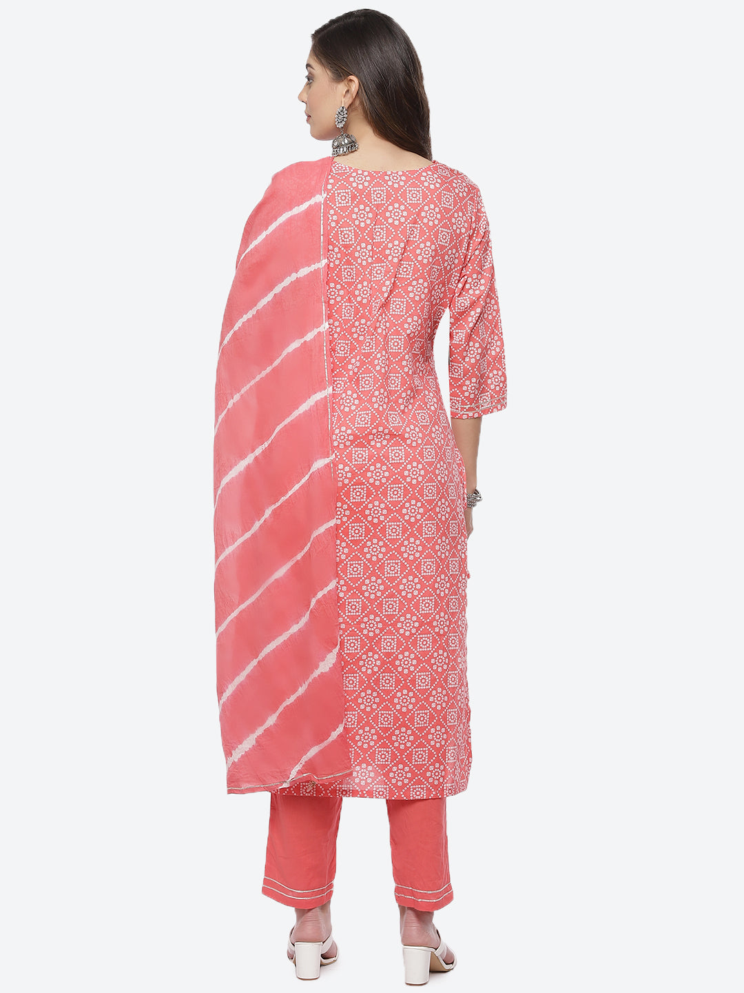 Resham Mirror Booti Cotton Stitched Salwar Kameez With Chiffon Dupatta