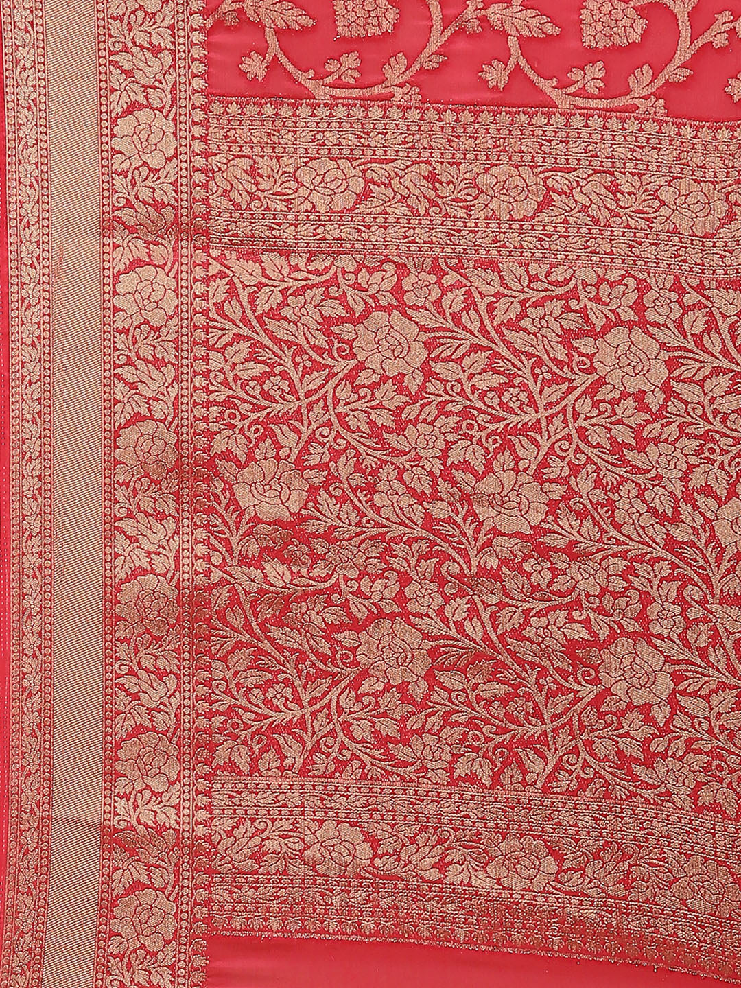 Floral Zari Jaal Chiffon Plain Saree