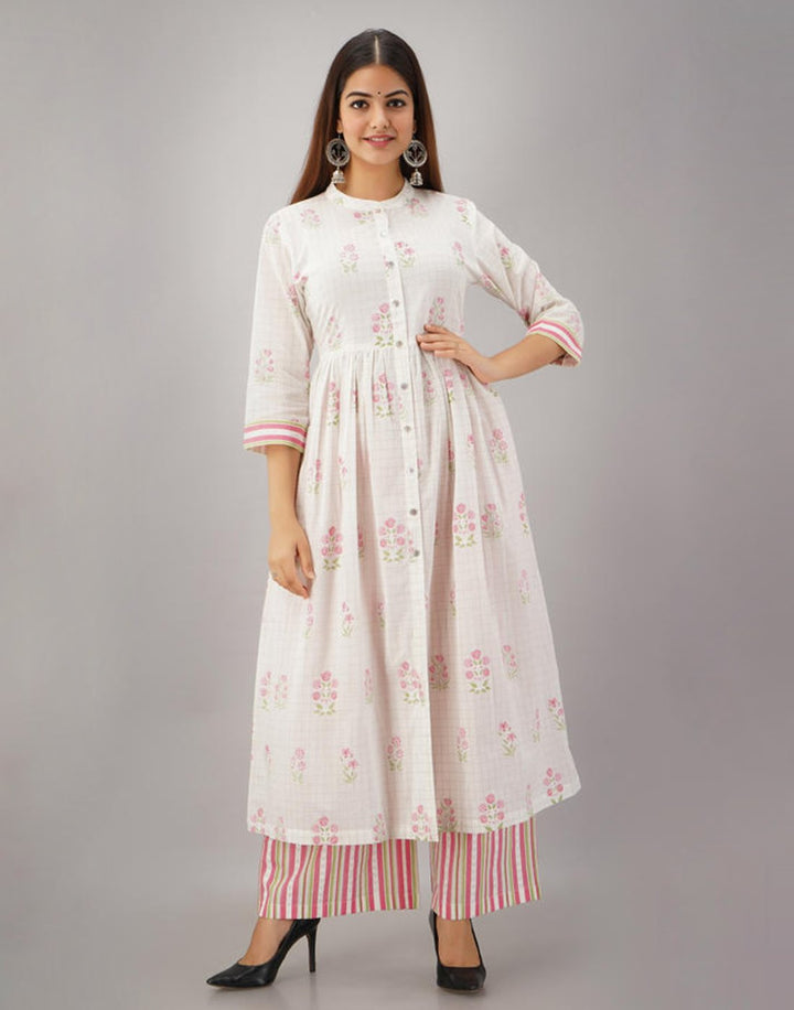 Printed Cotton Anarkali Kurti With Pant