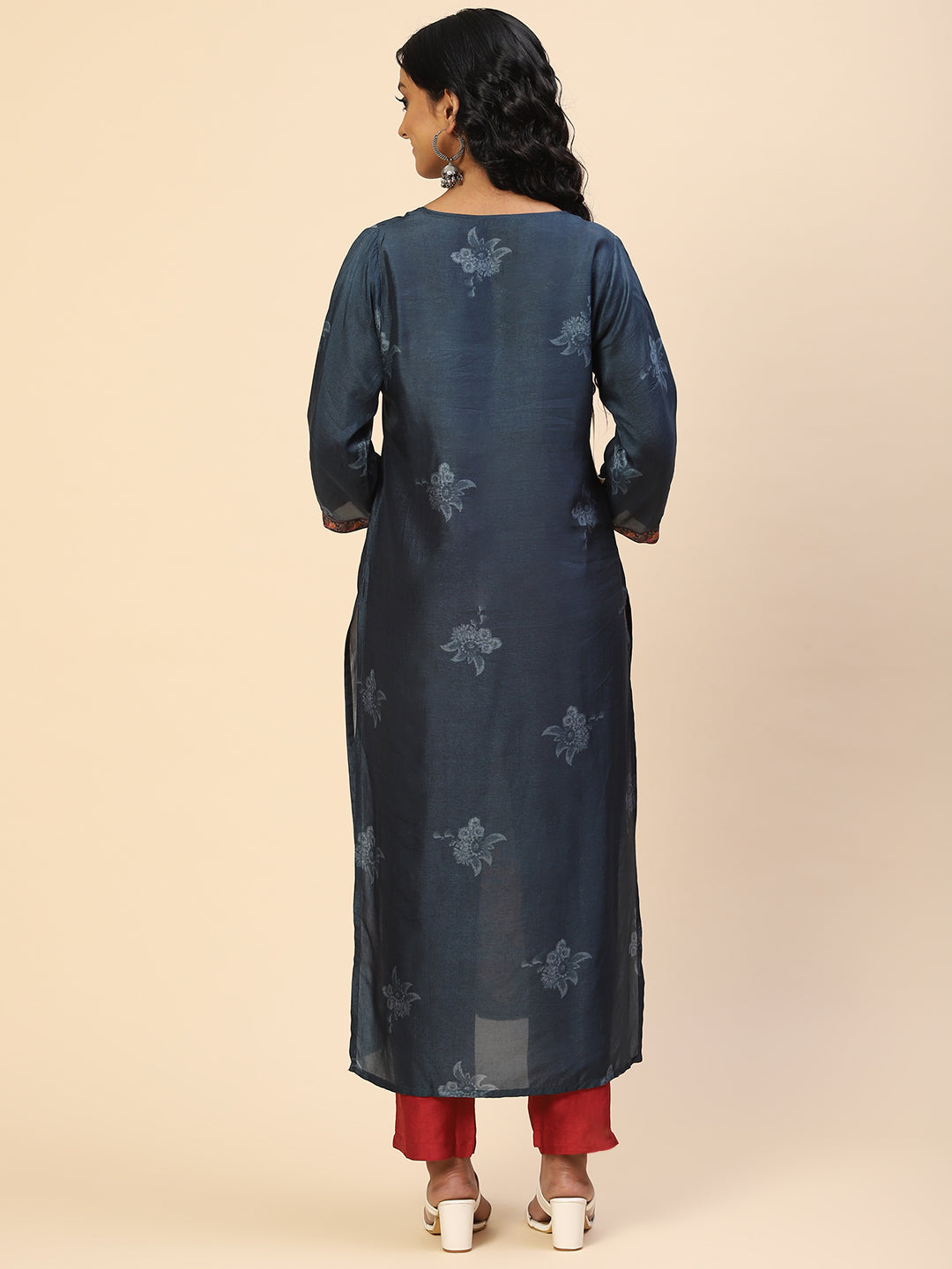 Floral Printed Cotton Kurta With Pants