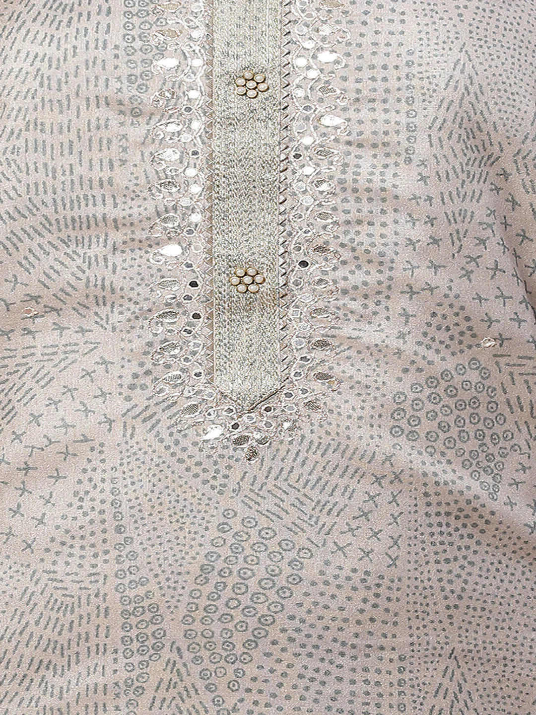 Neck Embroidered Art Tussar Unstitched Suit Piece With Dupatta