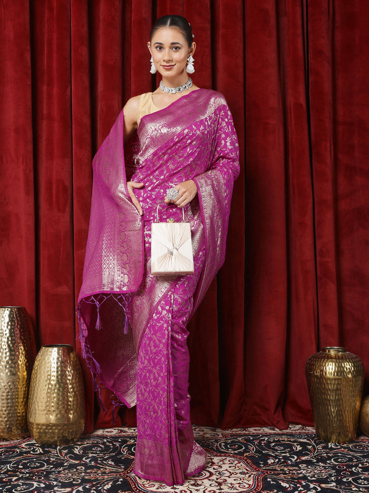 Zaari Jaal Woven Crepe Saree