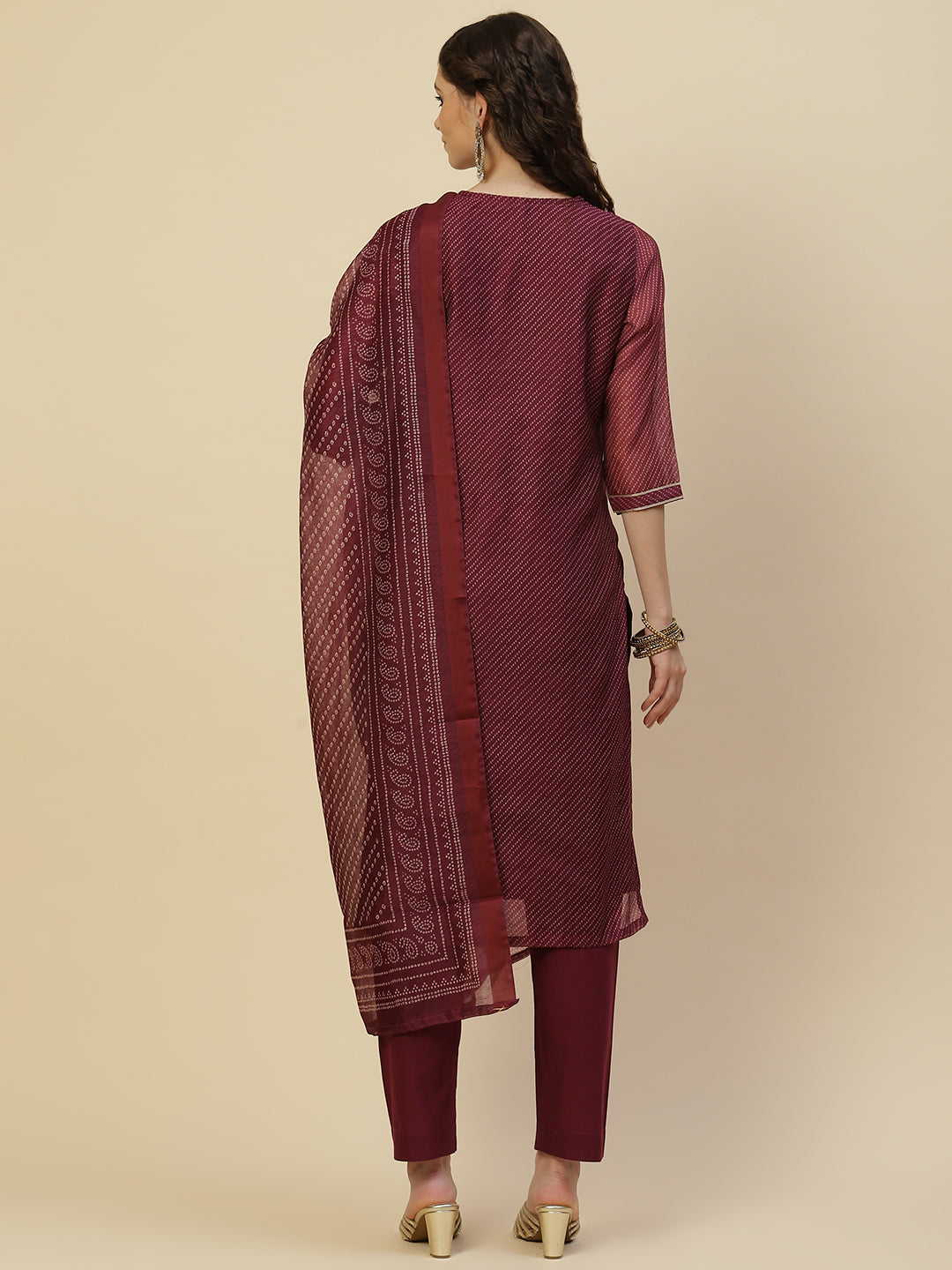 Printed Chanderi Kurta With Pants &amp; Dupatta