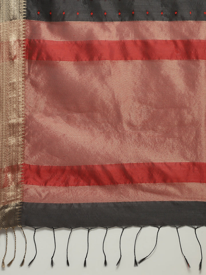 Plain Zari Border Woven Tussar Saree