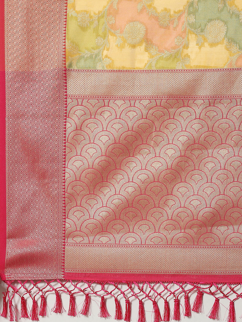 Floral Zari Jaal Cotton Woven Saree