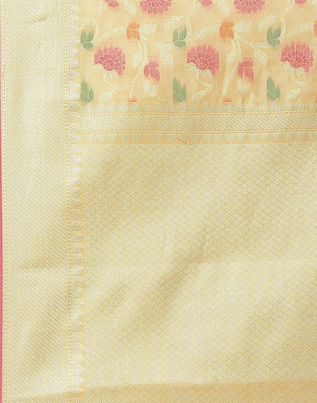 MBZ Meena Bazaar-Orange Cotton Woven Saree