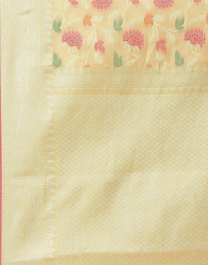 MBZ Meena Bazaar-Orange Cotton Woven Saree