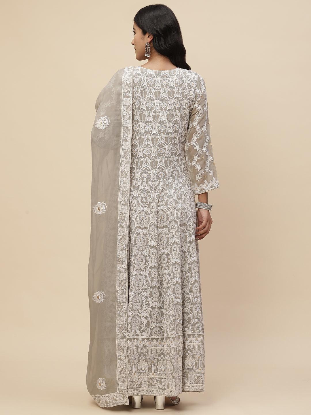 Chikankari Sequin Georgette Anarkali Kurta With Dupatta