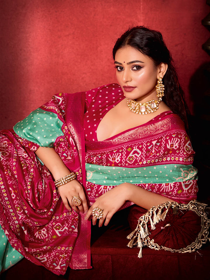 Bandhani Printed Art Silk Saree