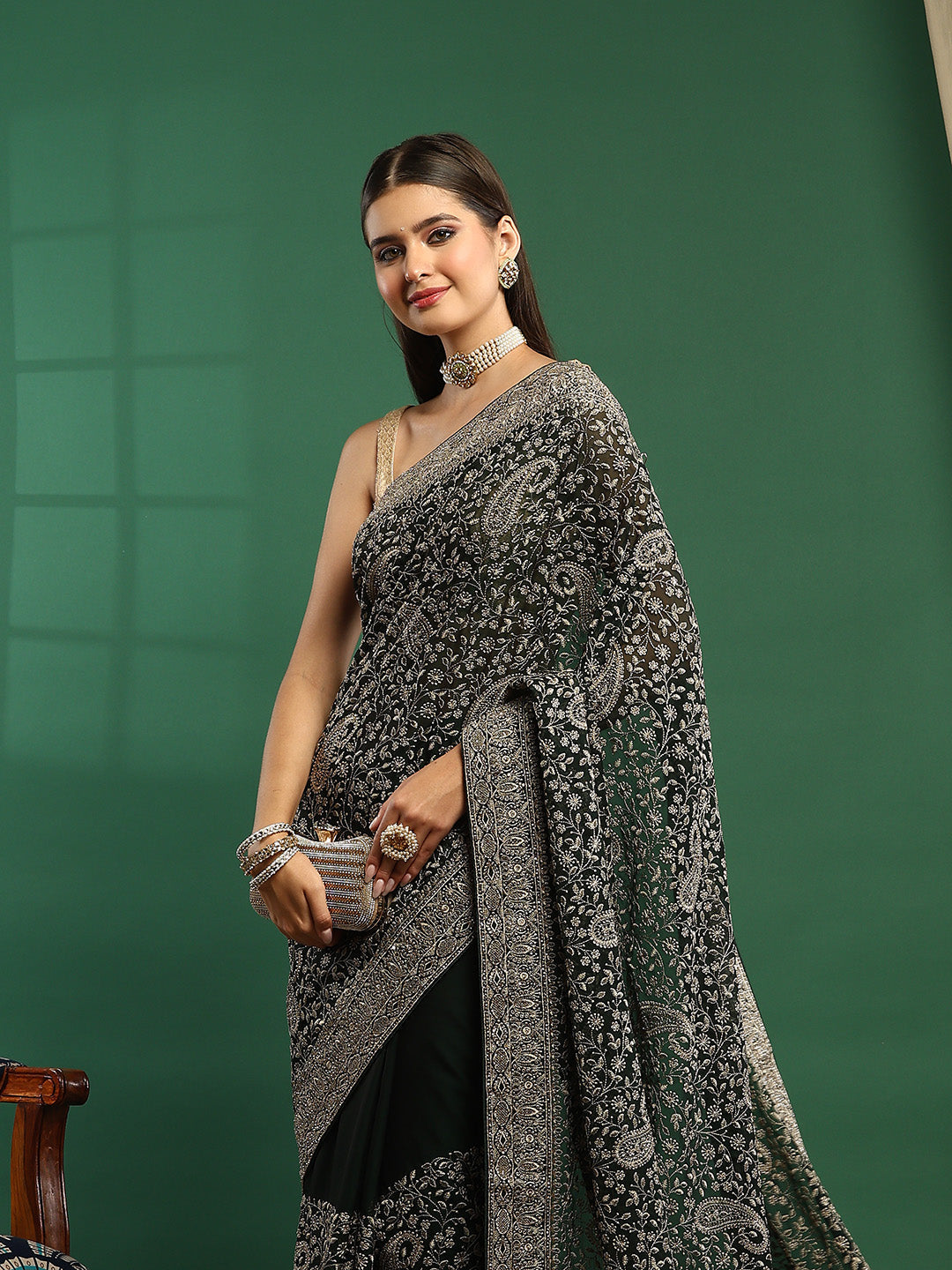 Embroidered Georgette Saree