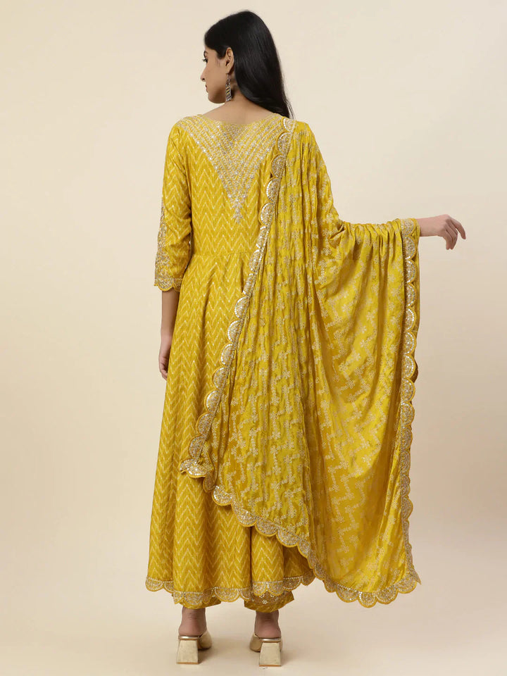 Neck Embroidered Cotton Kurta With Pants &amp; Dupatta
