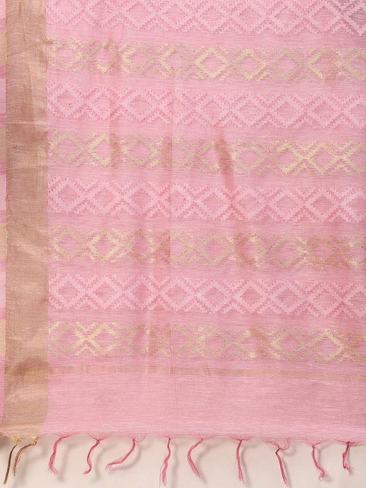 Resham Border Linen Woven Saree