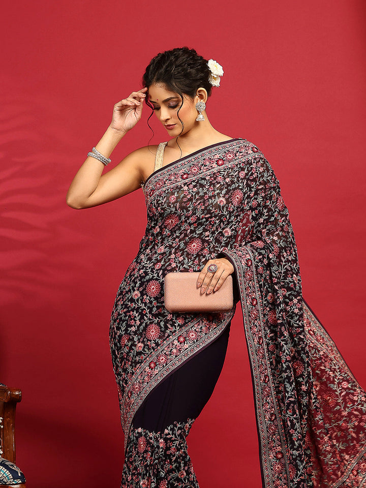 Embroidered Georgette Saree