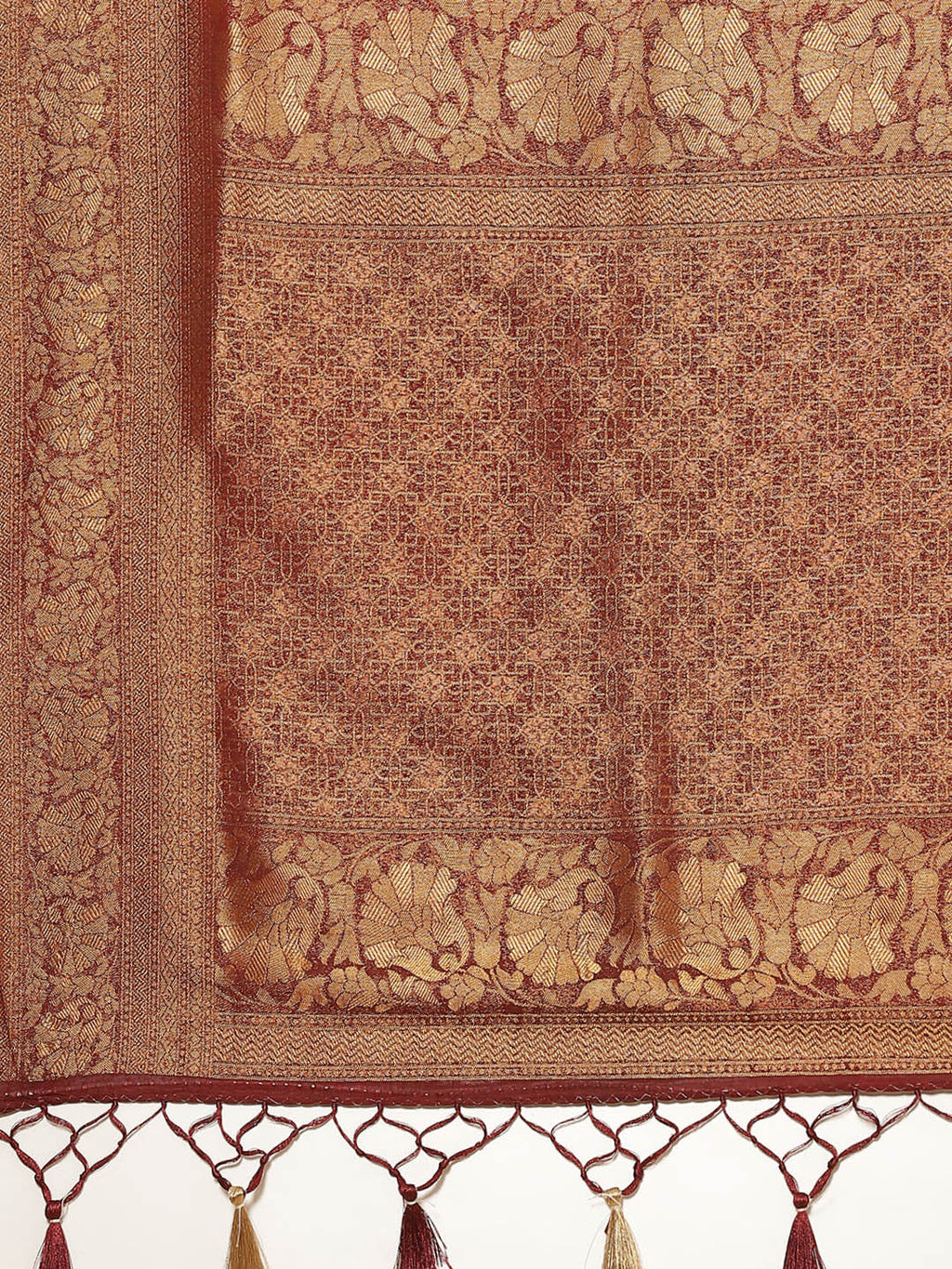 Brocade Zari Jaal Art Handloom Saree With Contrast Border