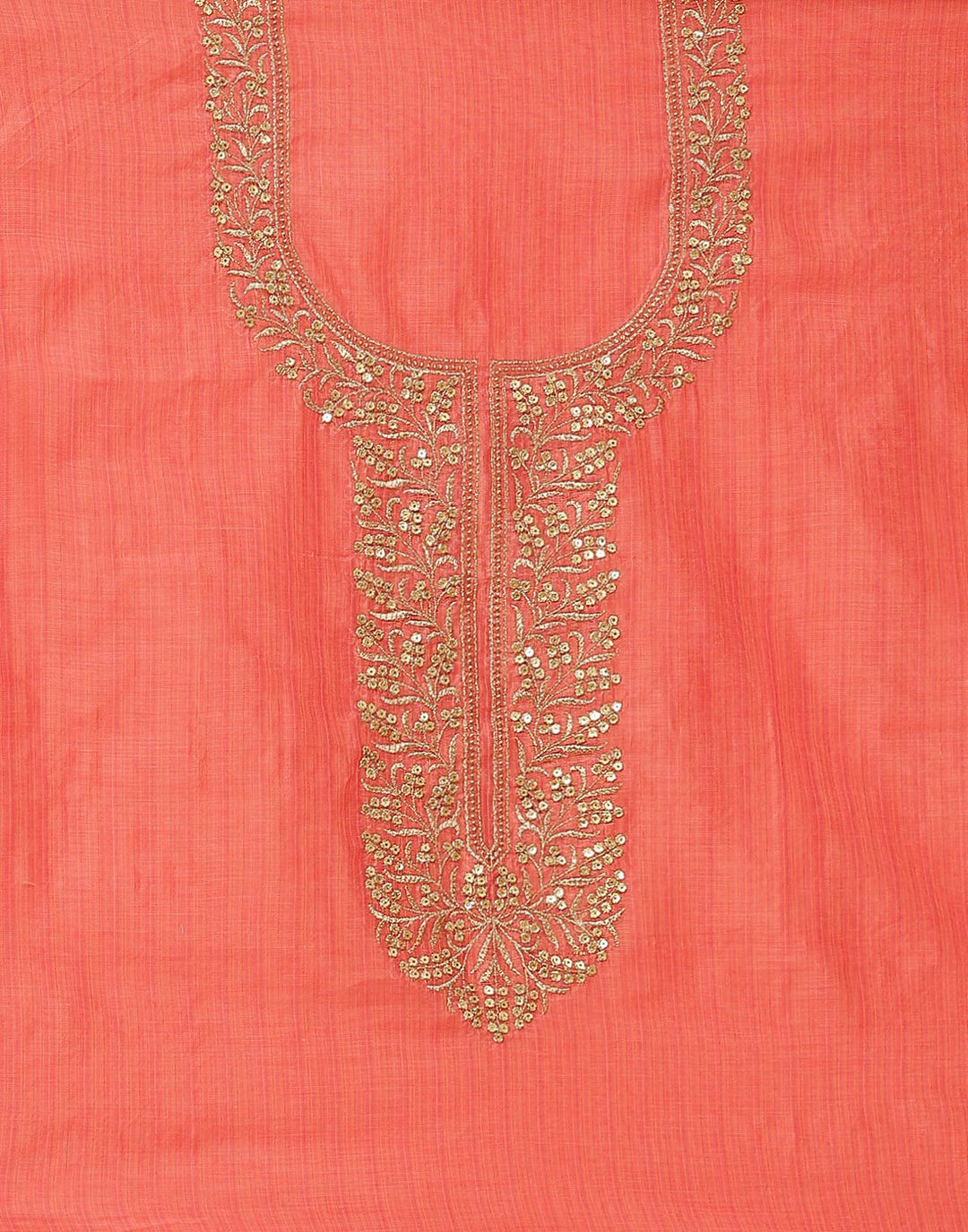 Embroidered Chanderi Suit Piece With Chanderi Banarasi Dupatta