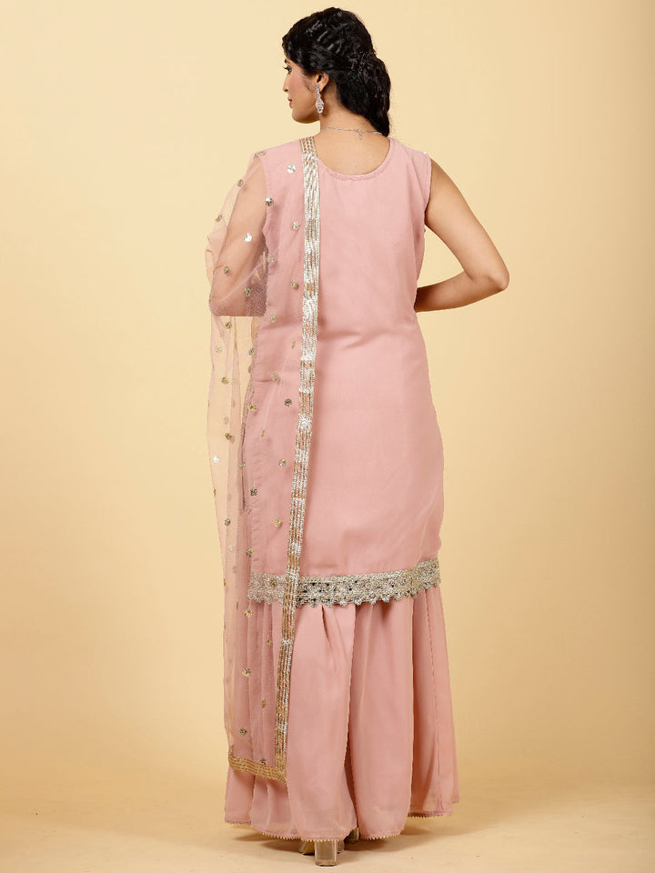 Sequin Georgette Kurta With Garara &amp; Dupatta