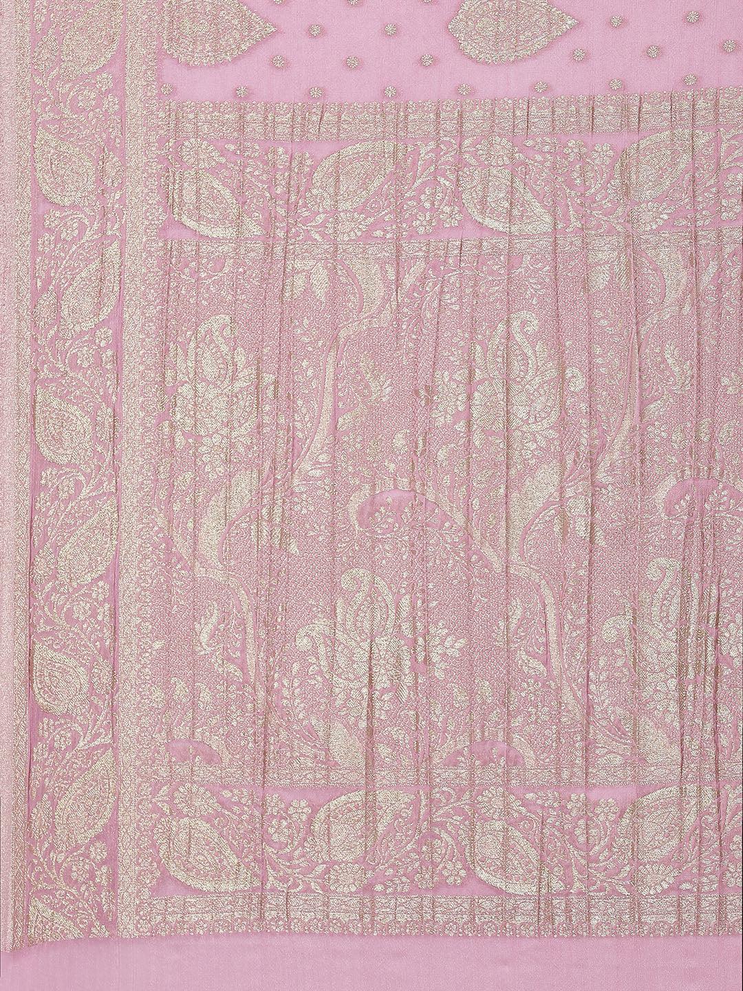 Zari Booti Crepe Plain Saree