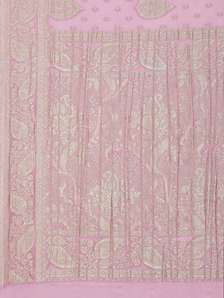 Zari Booti Crepe Plain Saree
