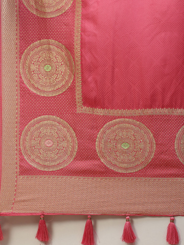 Zari Border Booti Banarasi Woven Saree