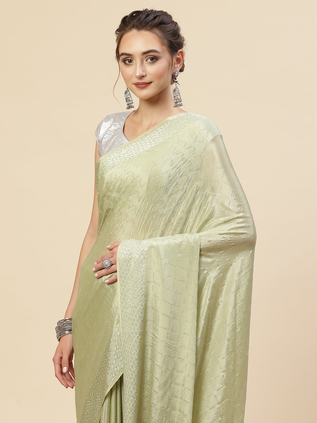 Stone Georgette Plain Saree