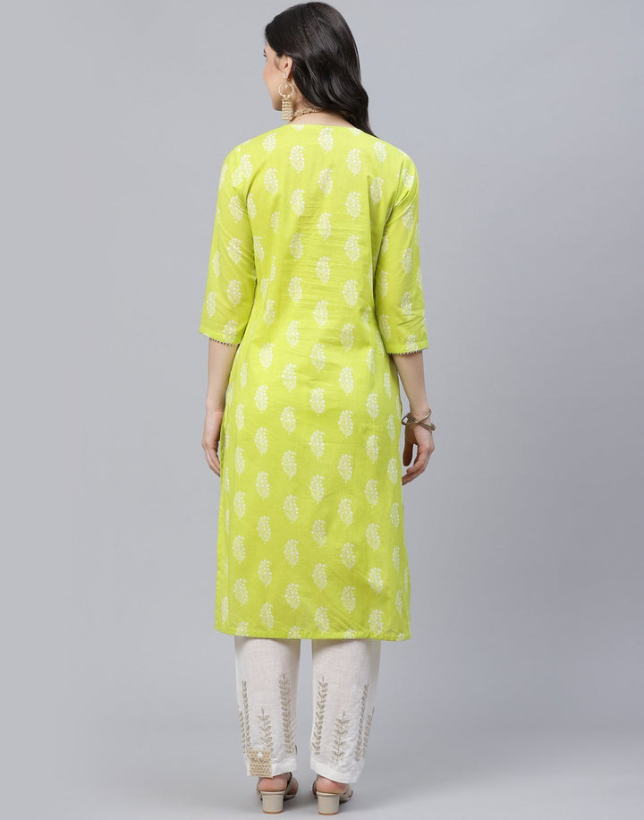 Paisley Print Cotton Kurti with Pant