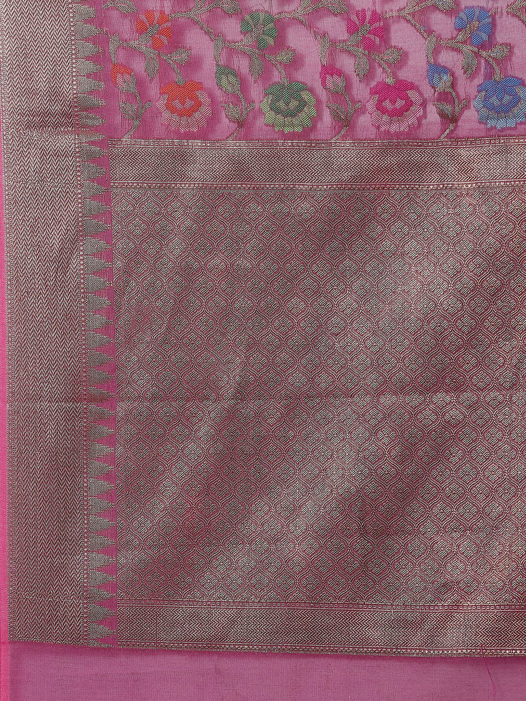 Floral Zari Jaal Cotton Woven Saree