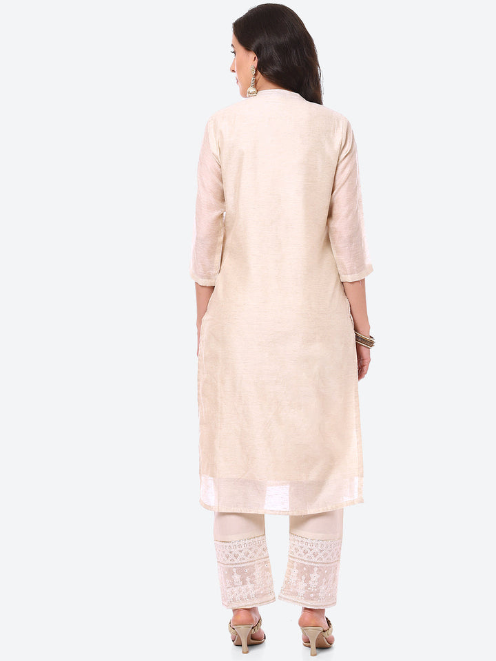 Zari Embroidered Cotton Kurta With Pant