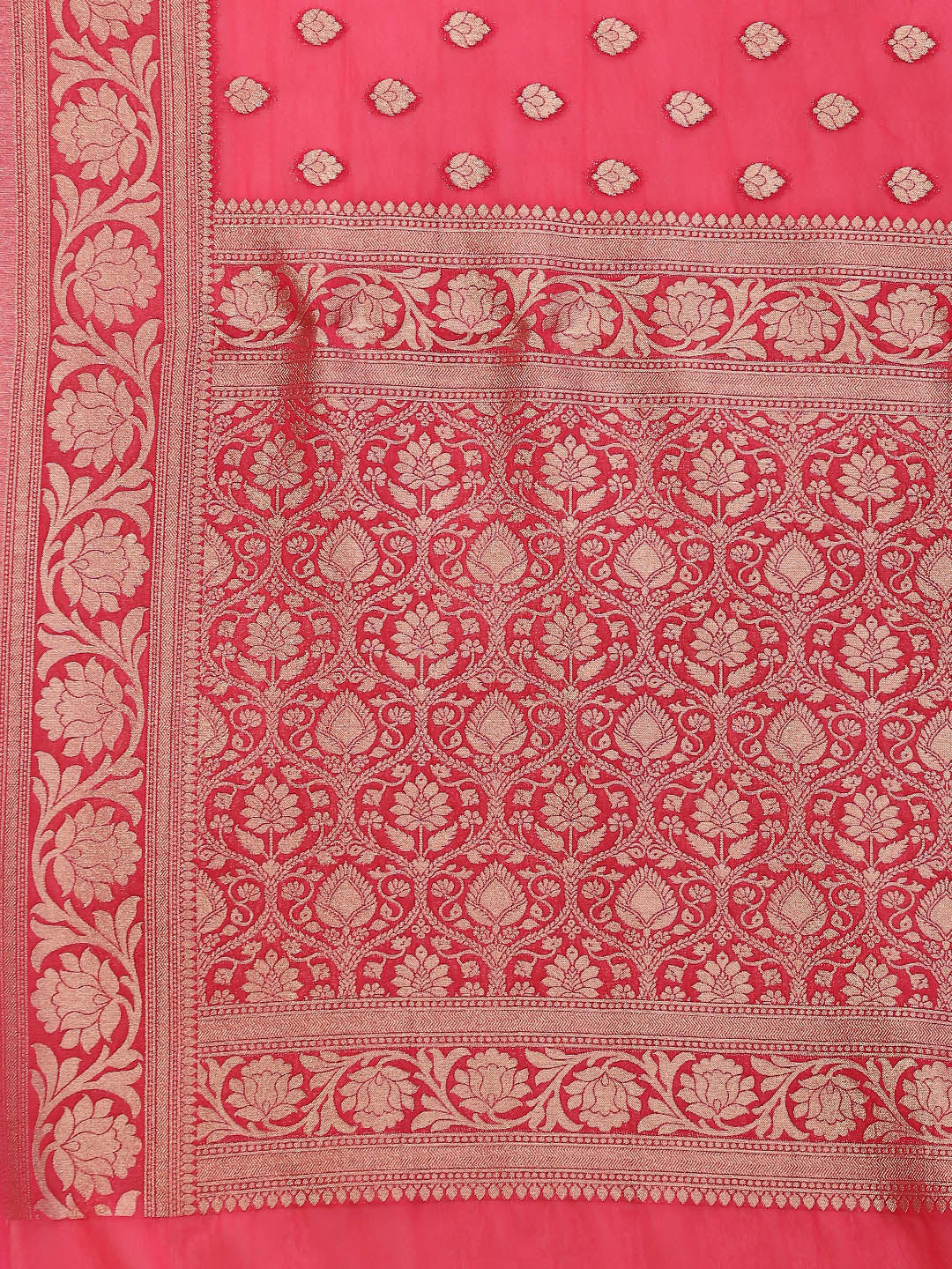 Zari Border Booti Georgette Plain Saree