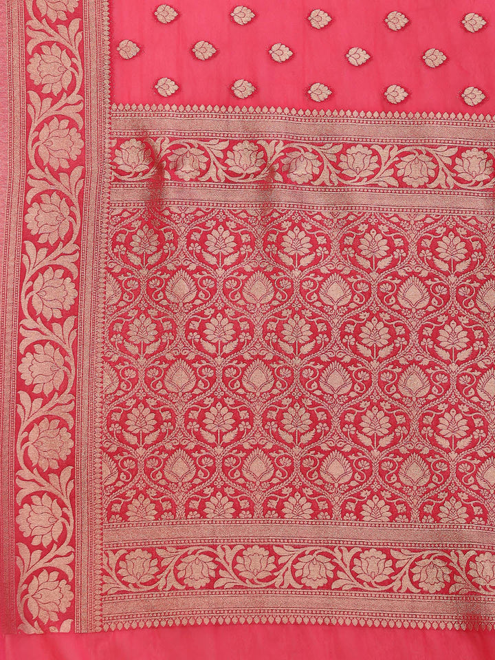 Zari Border Booti Georgette Plain Saree