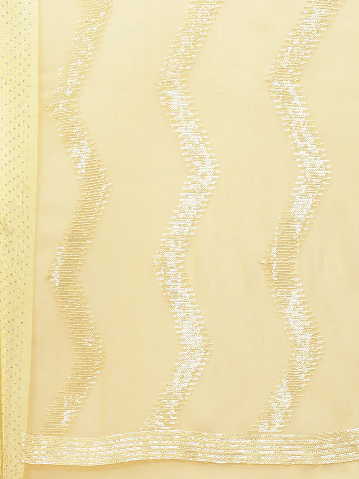 Sequin Embroidered Chiffon Plain Saree