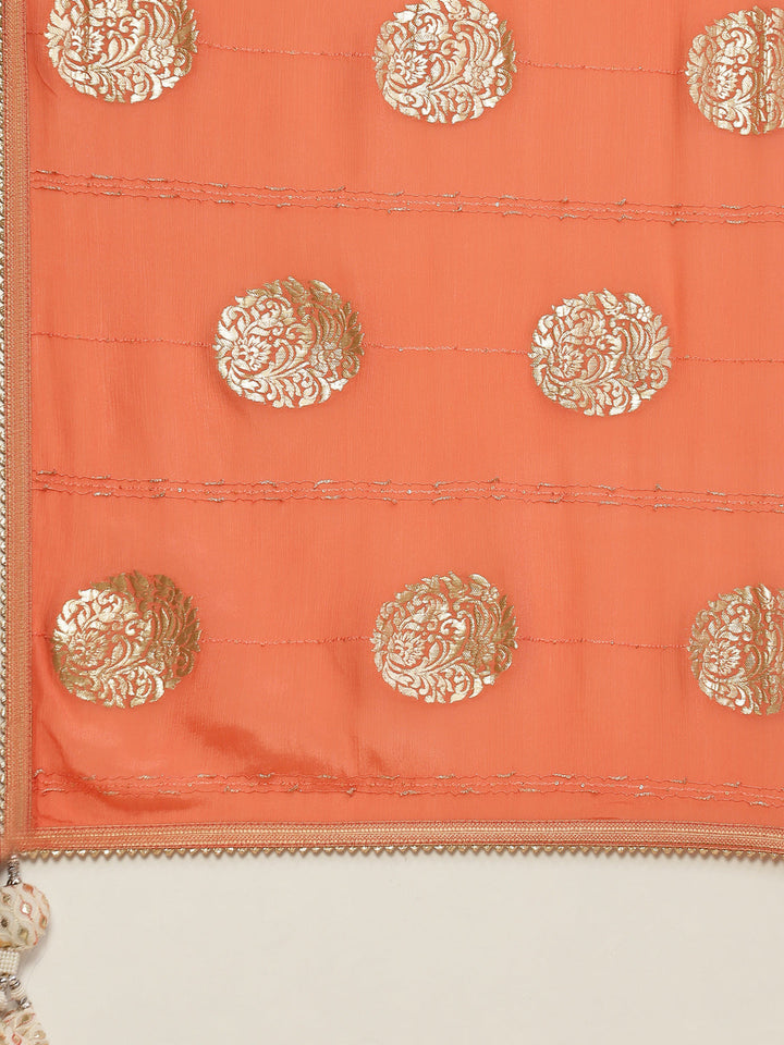 Zari Booti Crepe Plain Saree