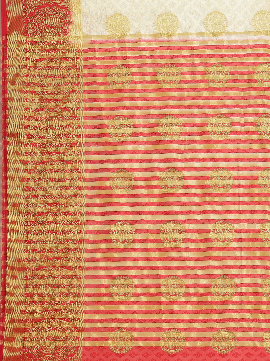 Zari Border Booti Art Handloom Woven Saree