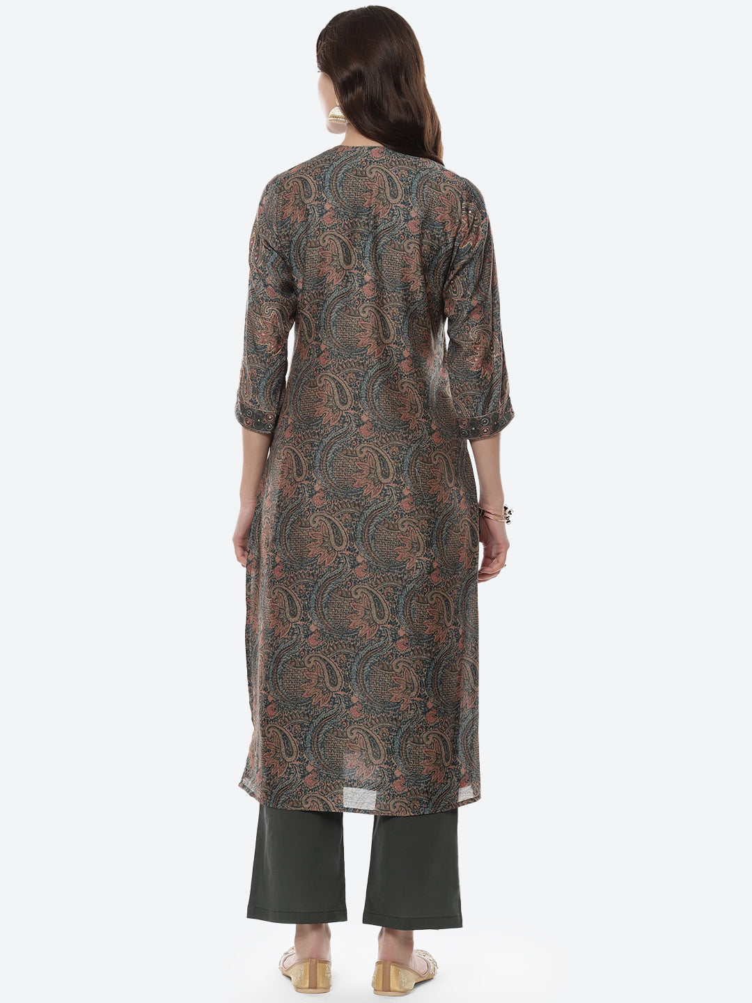 Printed Booti Chanderi Kurti With Pant