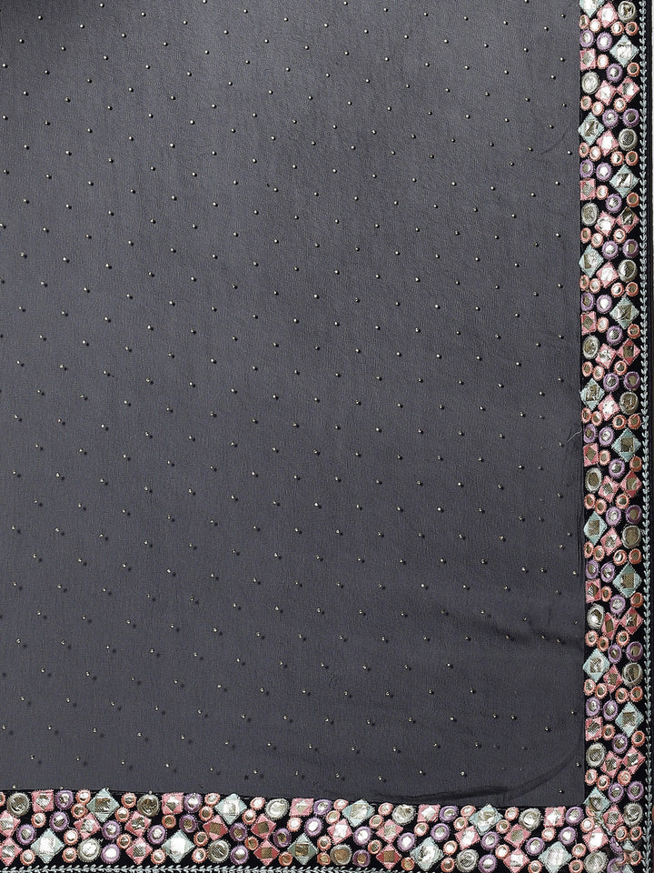 Plain Embroidered Georgette Saree
