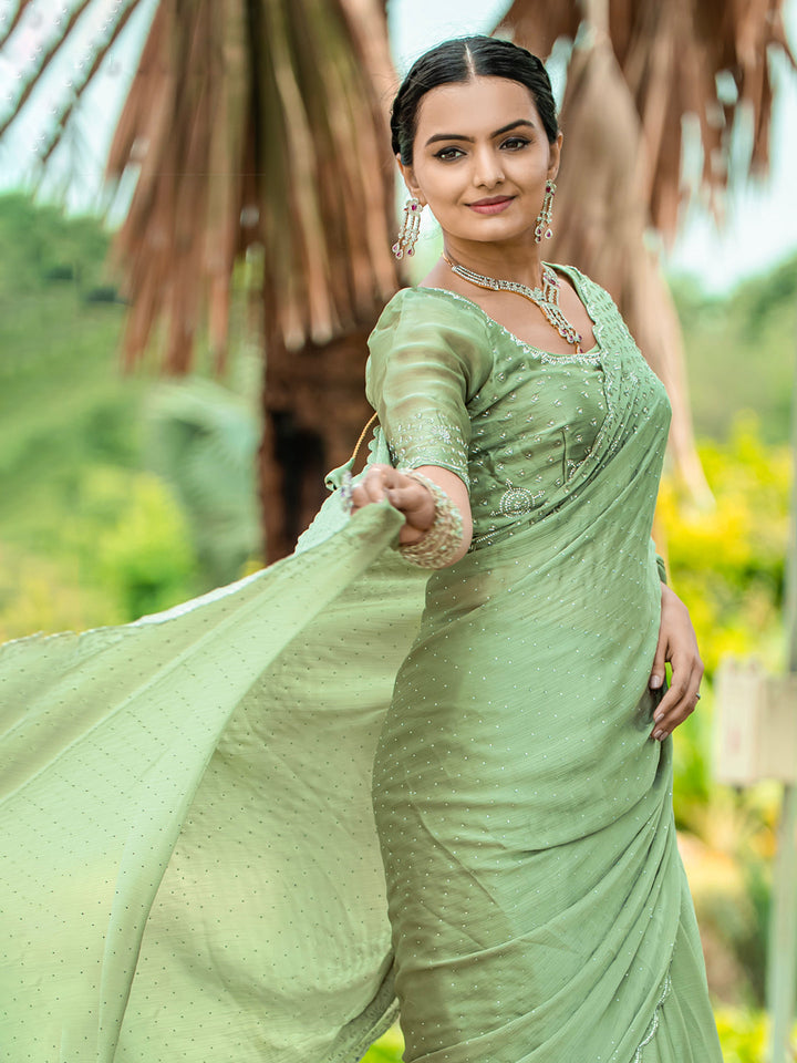 Embroidered Chiffon Saree