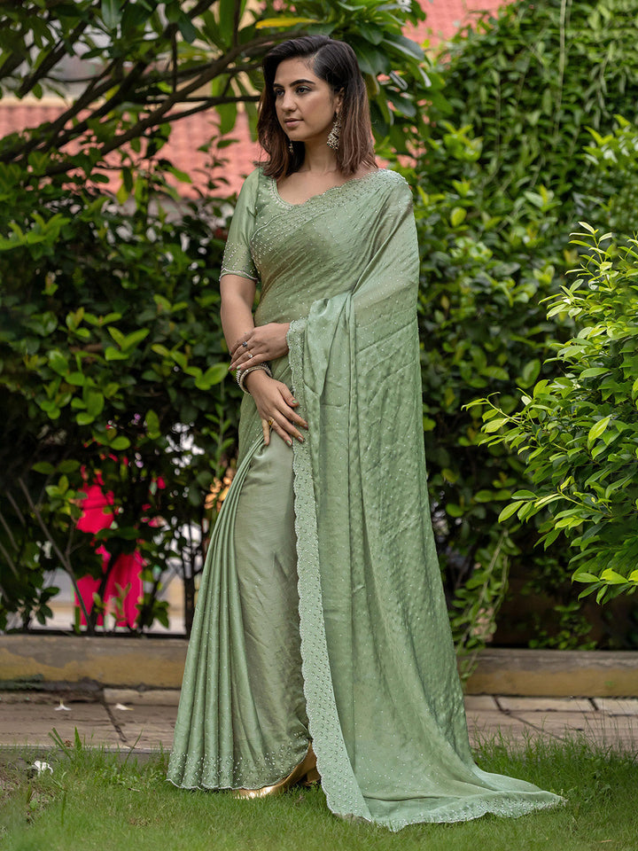 Embroidered Chiffon Saree