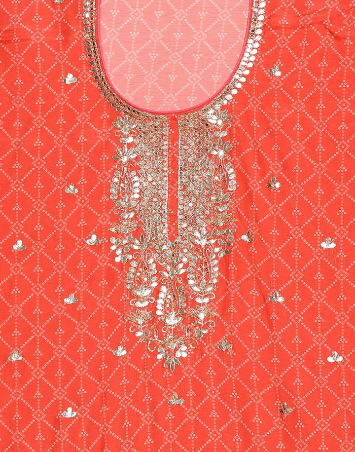 Printed Muslin Leheriya Suit Piece