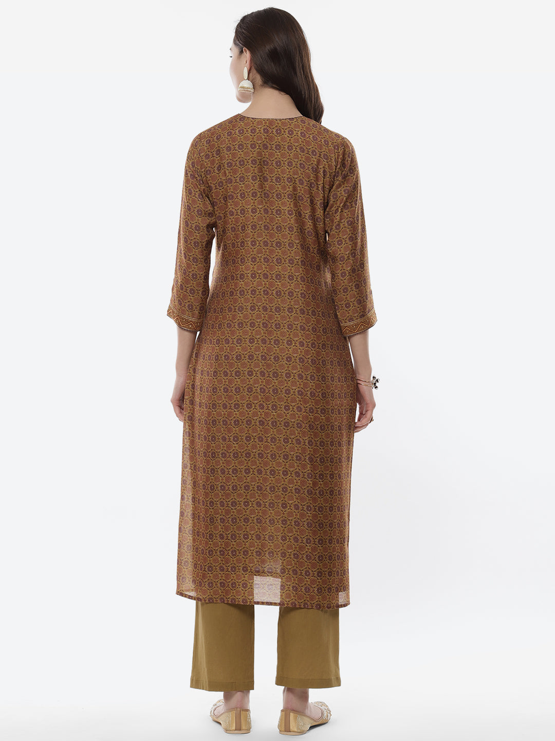Printed Chanderi Kurti With Pant