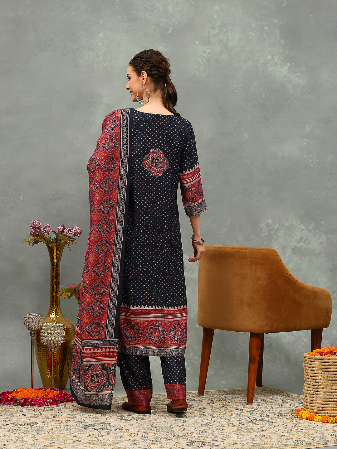 Printed Muslin Kurta With Pants &amp; Dupatta