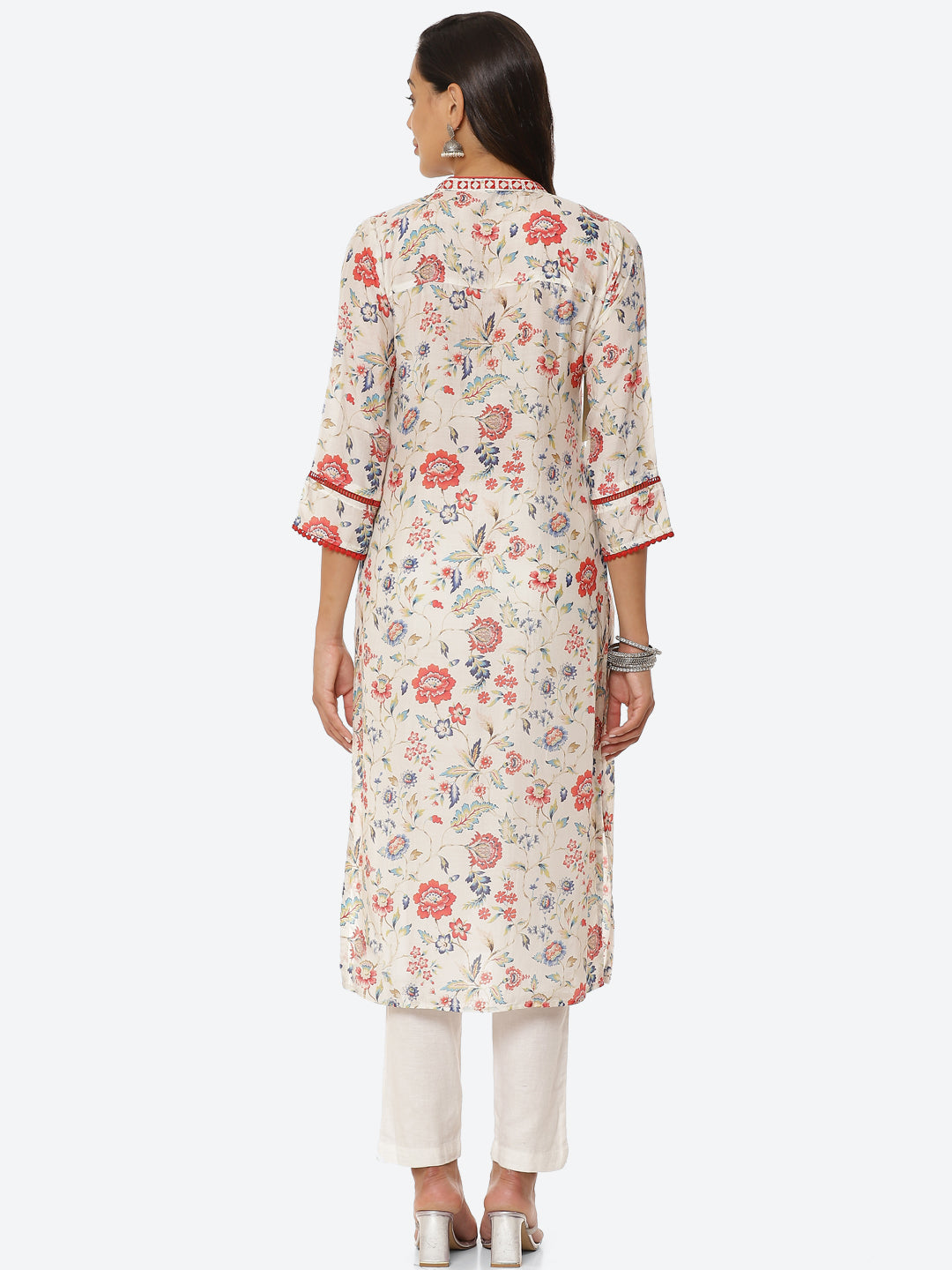 Printed Neck Patti Muslin Kurta