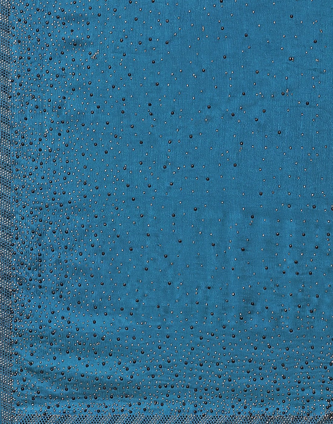 Crepe Embroidery Teal Blue Saree