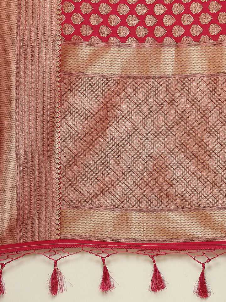 Zari Booti Border Woven Art Handloom Saree